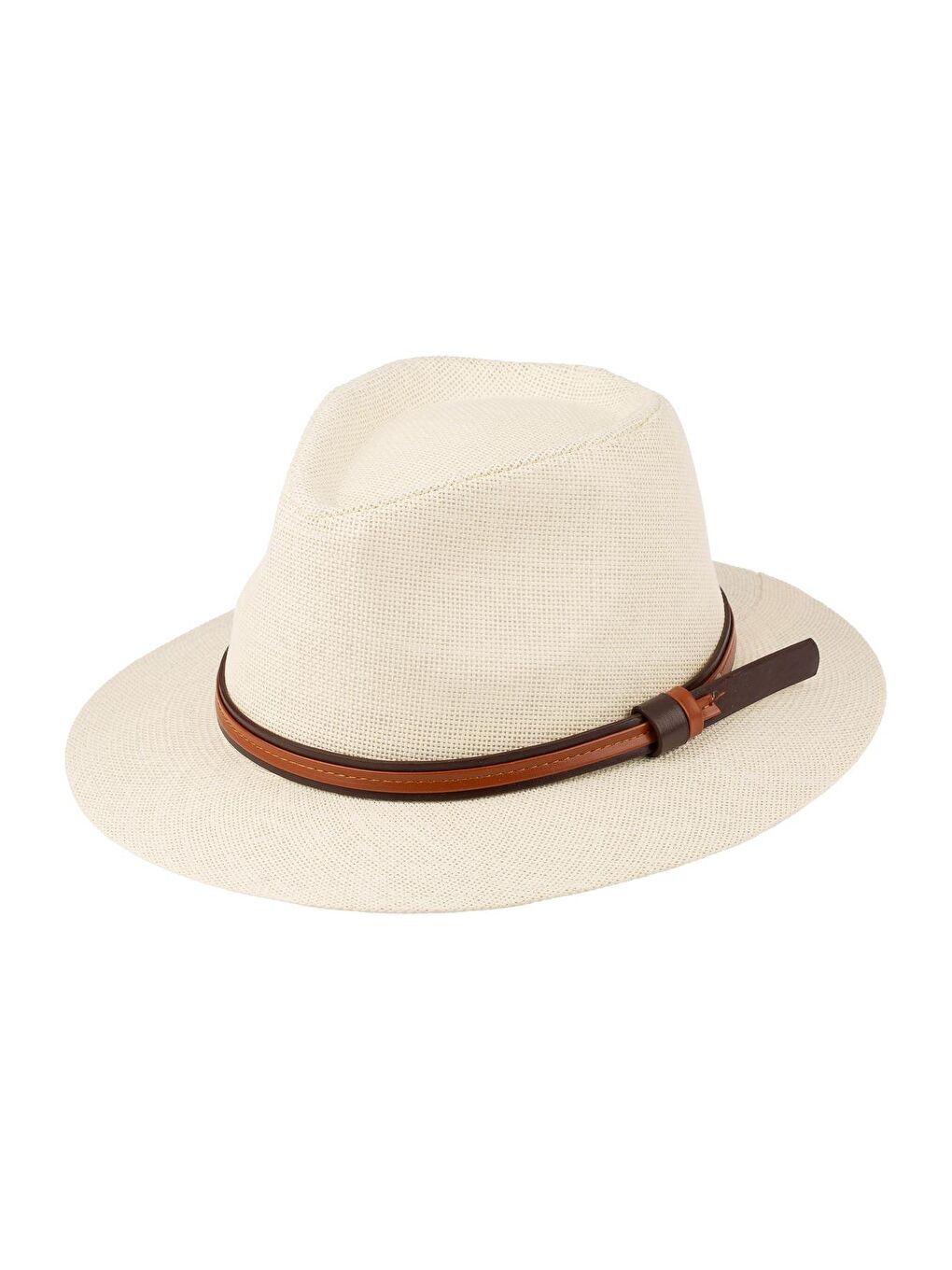 Ekru Erkek Kemer Detaylı Geniş Kenar Hasır Şapka Y25750-02 Krem