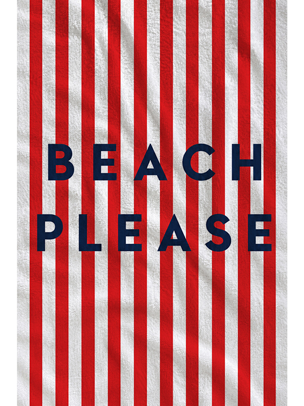 Beach Please Kırmızı Çizgili Desenli 70x150 Plaj Havlusu - Dijital Baskılı Solmaz Banyo Havlusu-2
