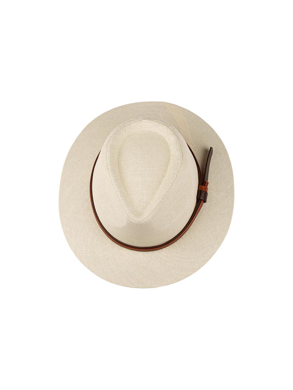 Ekru Erkek Kemer Detaylı Geniş Kenar Hasır Şapka Y25750-02 Krem-1