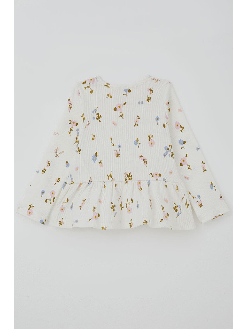 Kız Çocuk Taytlı Takım Çiçek Desenli Paça Kısmı Fırfır Detaylı Beyaz (3-7 Yaş)-3