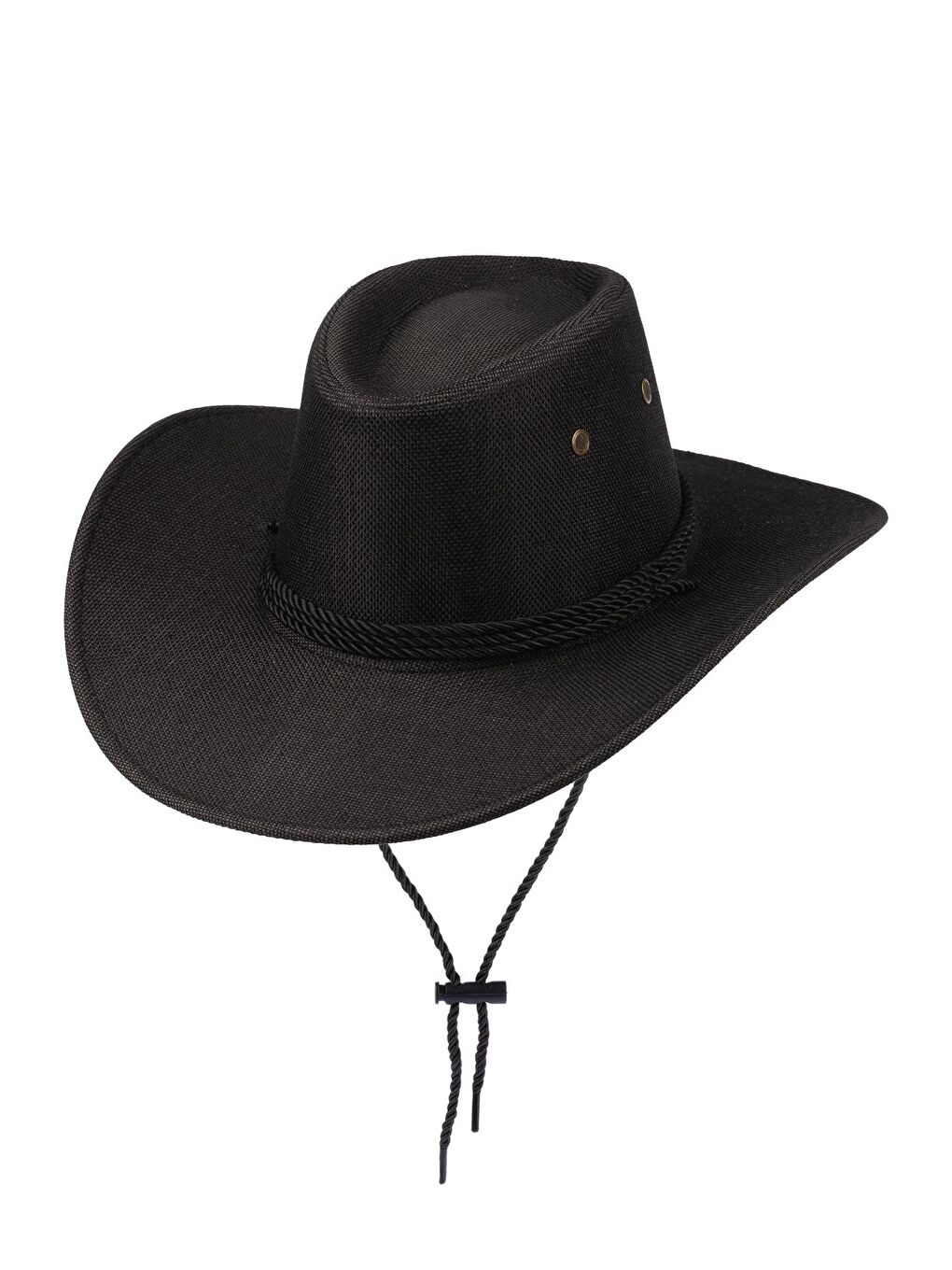 Erkek İp Detaylı Hasır Kovboy Şapka Y25750-05 Siyah