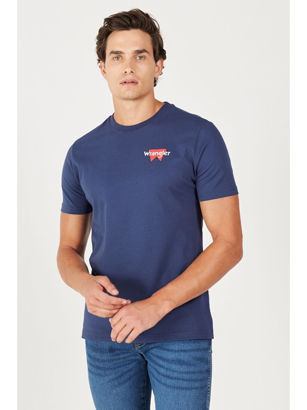 İndigo Regular Fit Normal Kesim %100 Pamuk Bisiklet Yaka Sırt Baskılı Lacivert Tişört-1