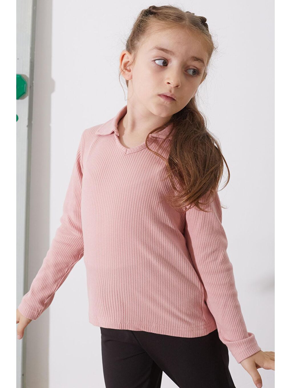 İcan Kids Pembe Fitilli Yakalı Kız Çocuk Sweatshirt 18877 - 1