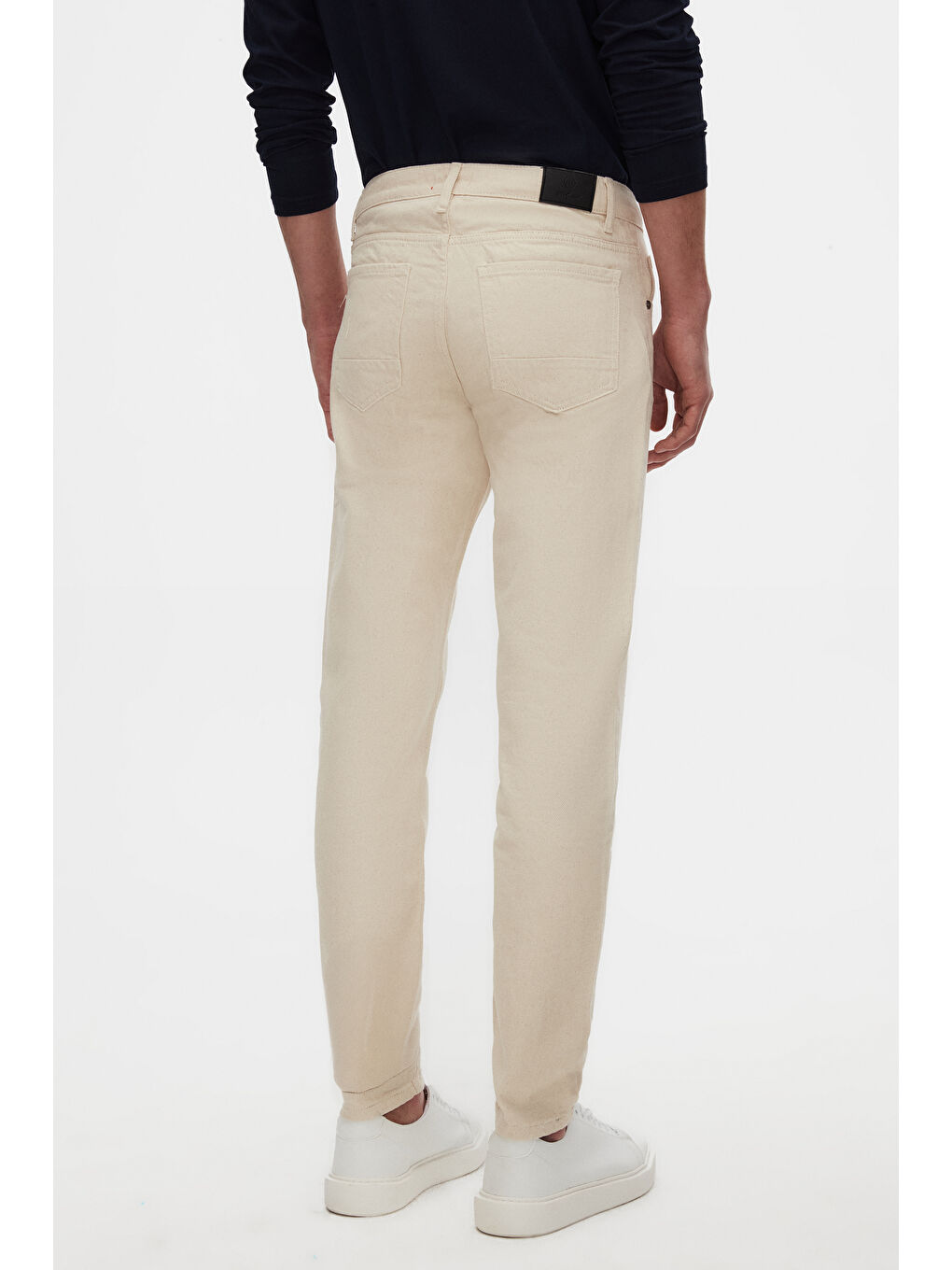 Comfort Fit Ekru Düz Jean Beş Cepli Elastanlı Yıkamalı Denim Pantolon-3