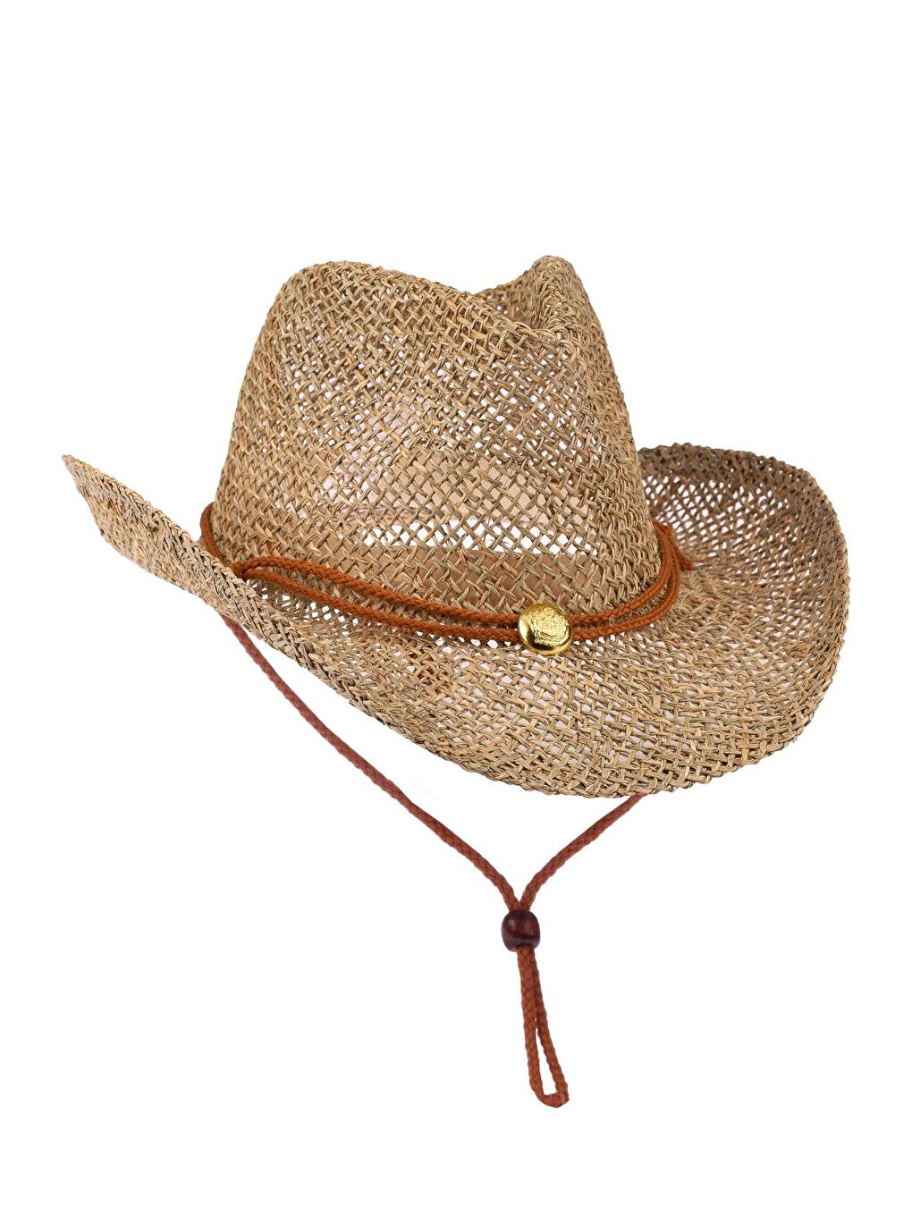 Erkek İp Detaylı Hasır Kovboy Şapka Y24750-19 Bej-2