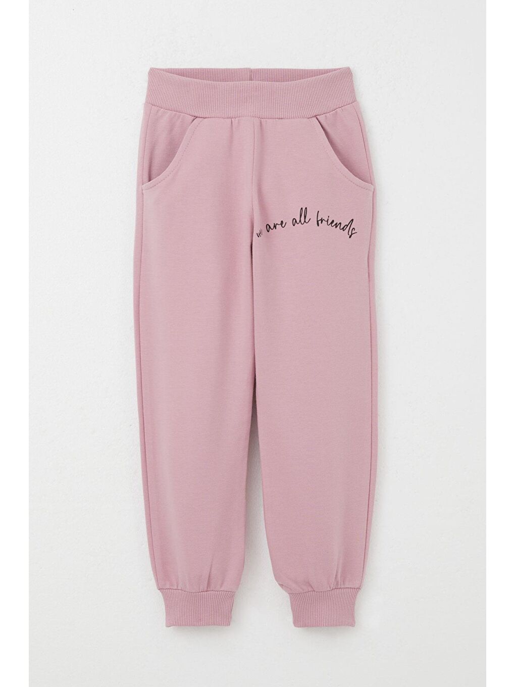 Pembe Kız Çocuk Eşofman Takım Arkadaşlık Temalı Sevimli Ayıcık Baskılı Gülkurusu (1-4 Yaş)-4