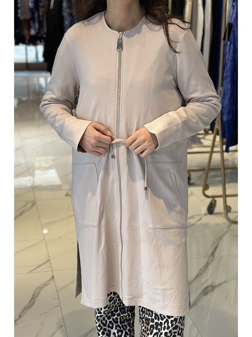 Fermuarlı Kap Ceket 6012 Bej-1