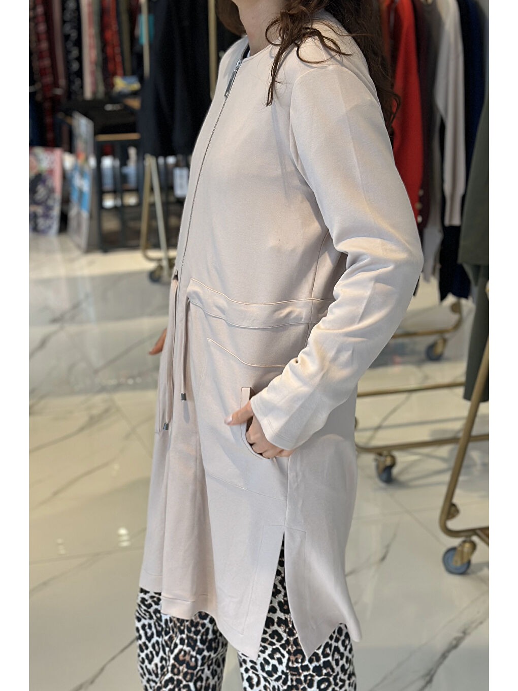 Fermuarlı Kap Ceket 6012 Bej-2