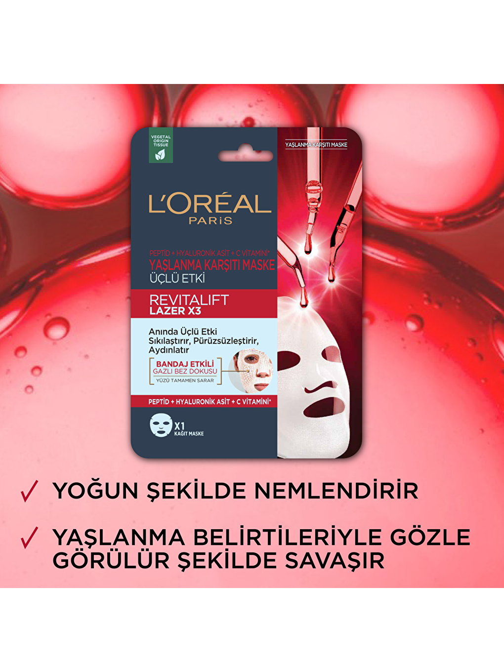 L'Oreal Paris Şeffaf Revitalift Lazer x3 Yaşlanma Karşıtı Maske - 1