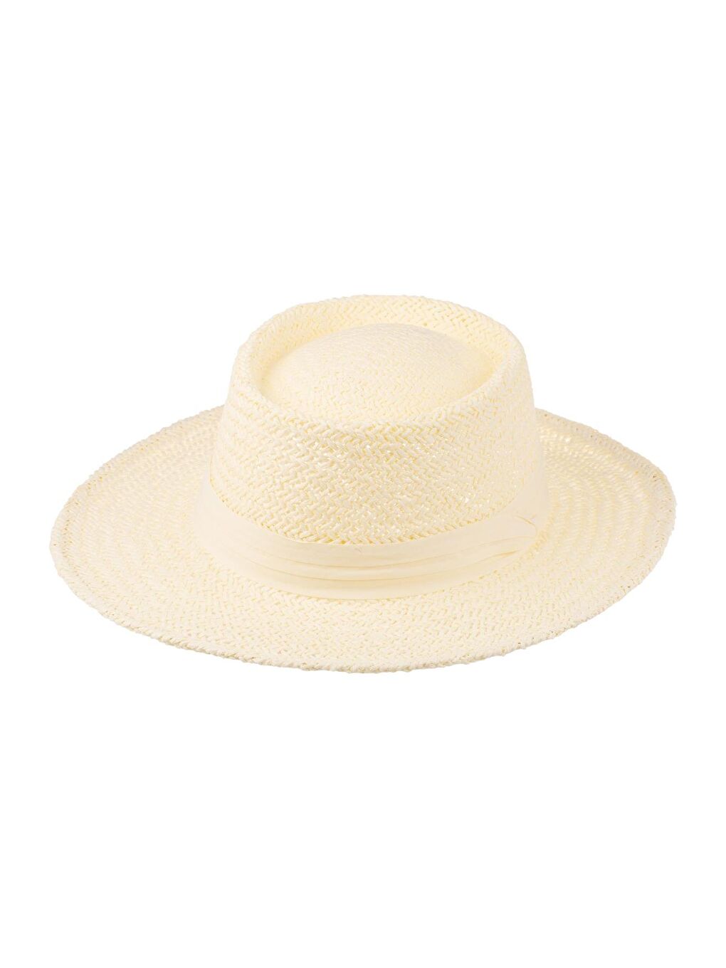 Ekru Erkek Bant Detaylı Hasır Fötr Şapka Y24750-03 Krem-1