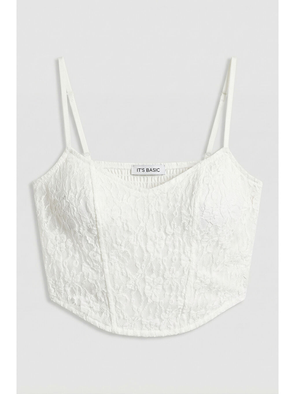 Kadın Beyaz s6-101 Crop Fit Askılı Dantel Detaylı Crop Top