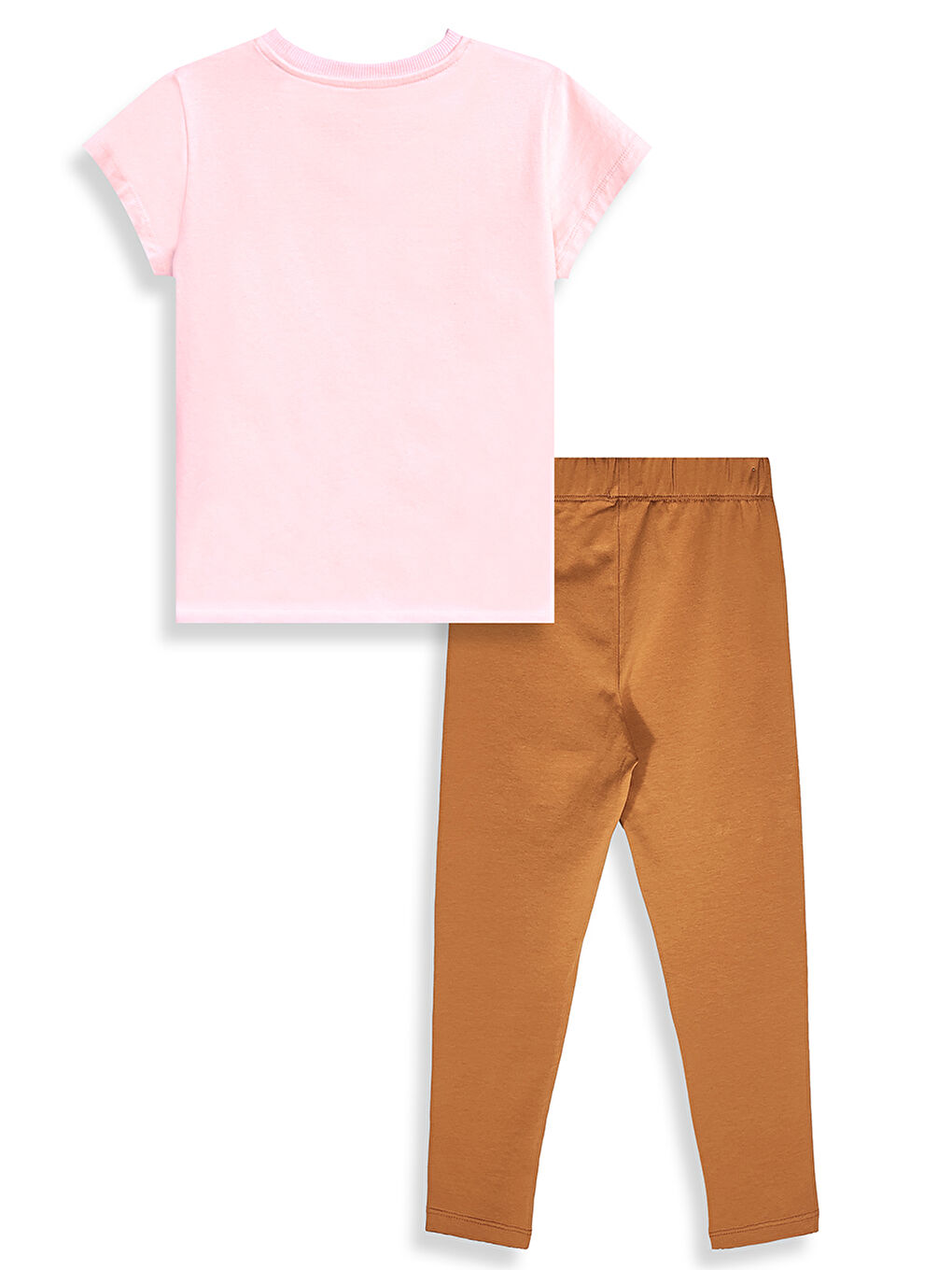 Pembe Ayı Şapkalı Kız Çocuk T-shirt Tayt Takım-1