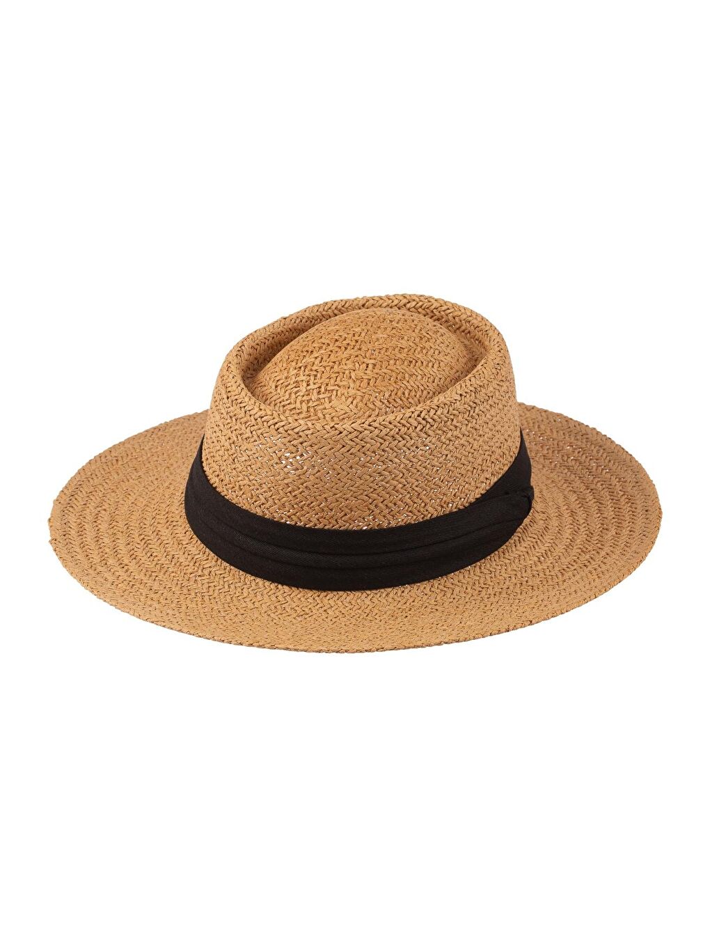 Erkek Bant Detaylı Hasır Fötr Şapka Y24750-03 Kahverengi