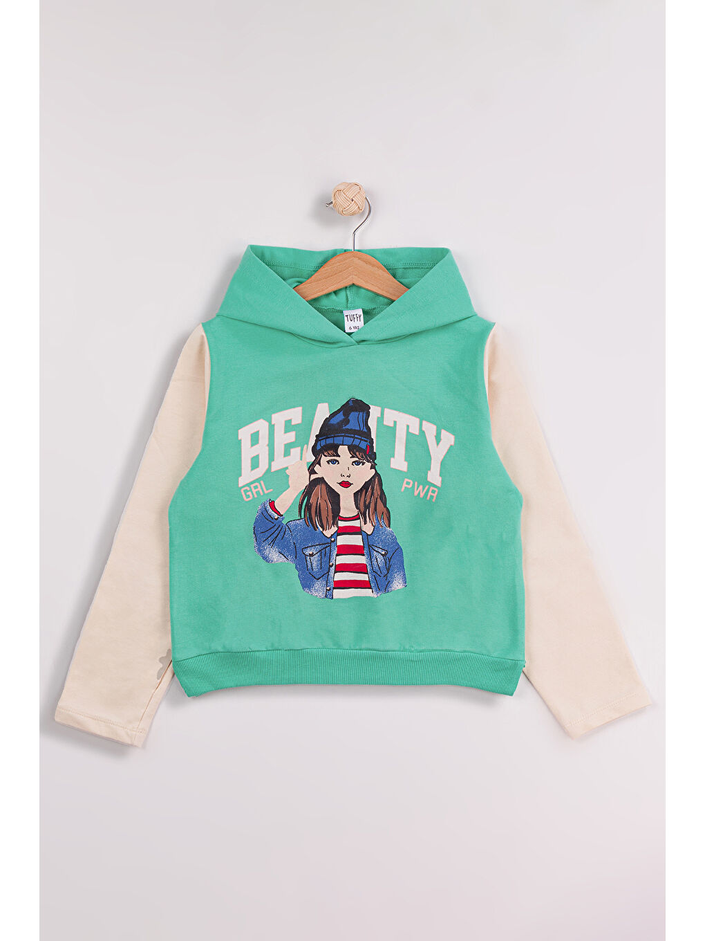 Yeşil Kız Çocuk 2'li Paket Basic Sweatshirt-2