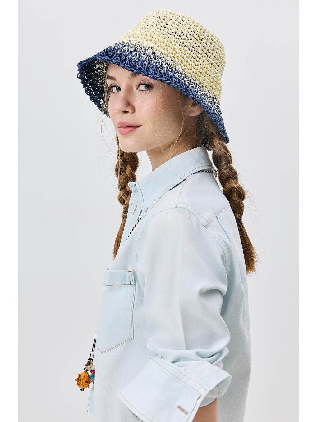 El Örgüsü Hasır Şapka Y8210 Ekru-1