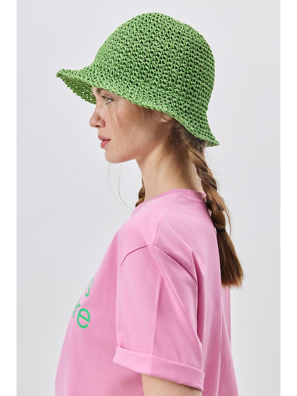 El Örgüsü Hasır Şapka Y8208 Yeşil-2