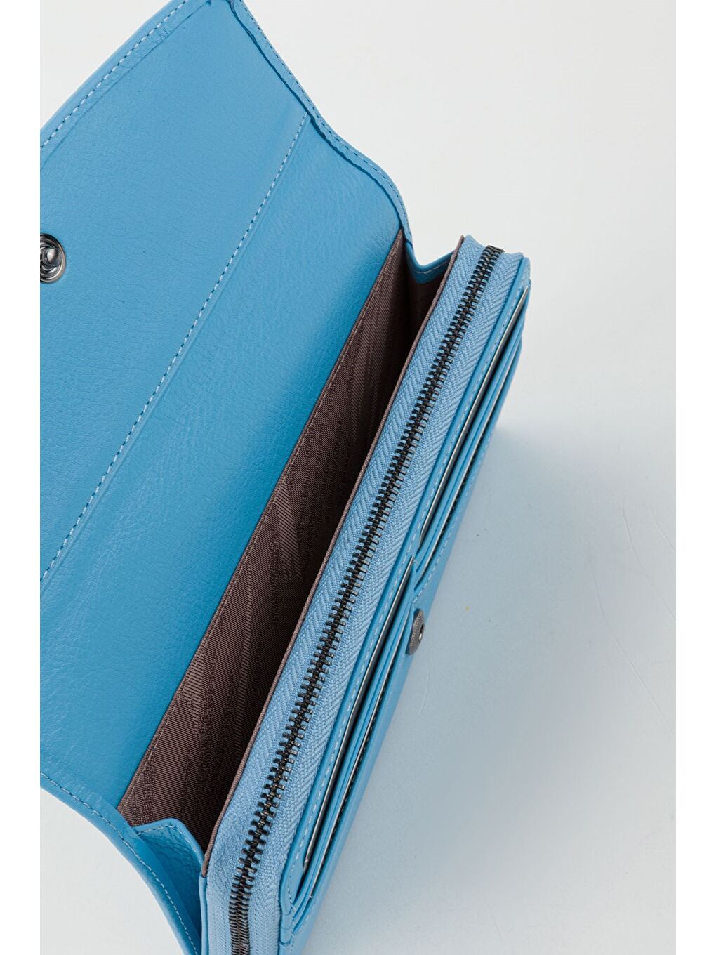 Mavi Kutulu Hakiki Deri Mürdüm Büyük Boy Kadın El Portföyü Kartlık Cüzdan-2
