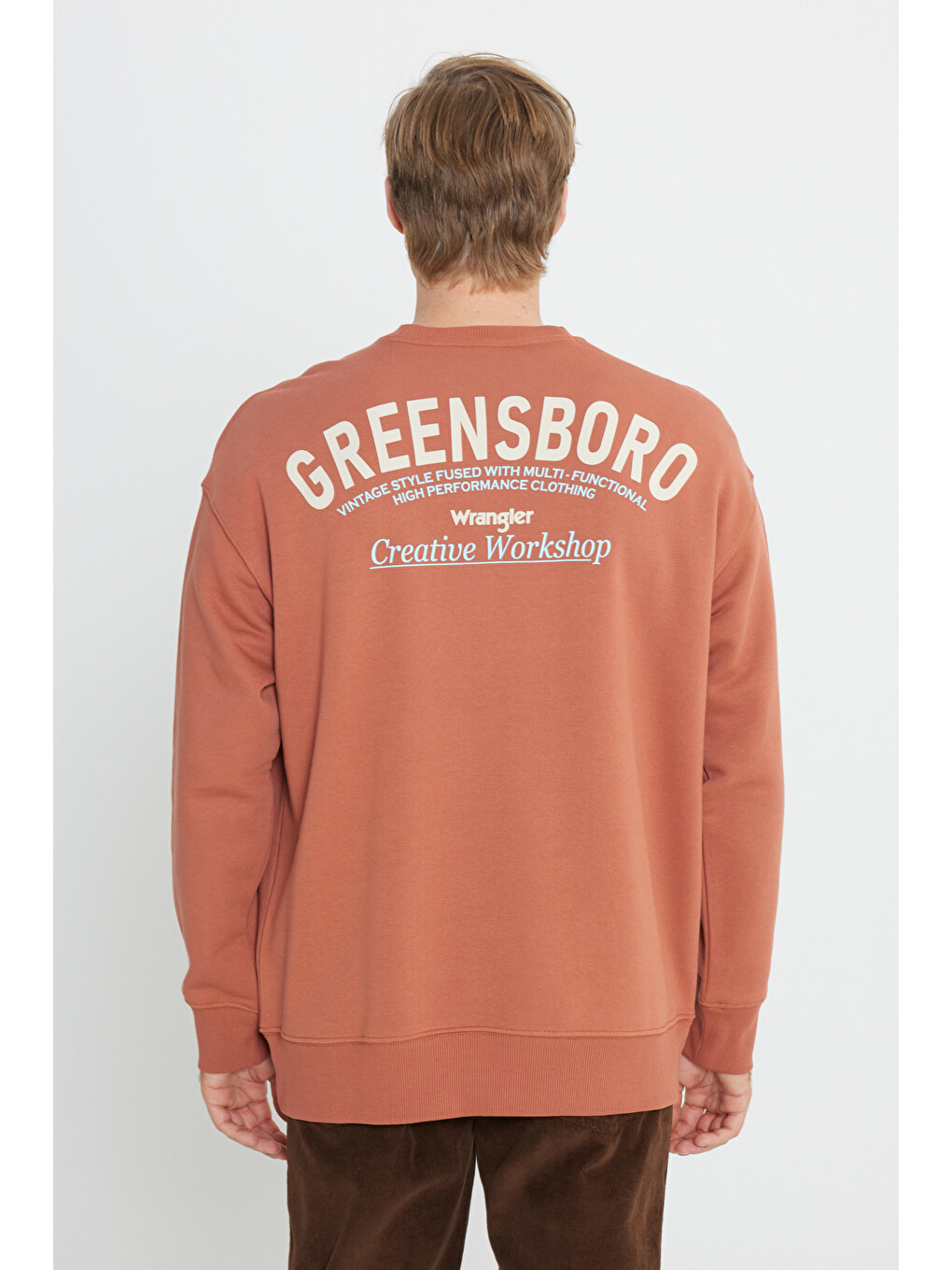 Kahverengi Oversize Fit Geniş Kesim Bisiklet Yaka Şardonlu Tarçın Sweatshirt-4