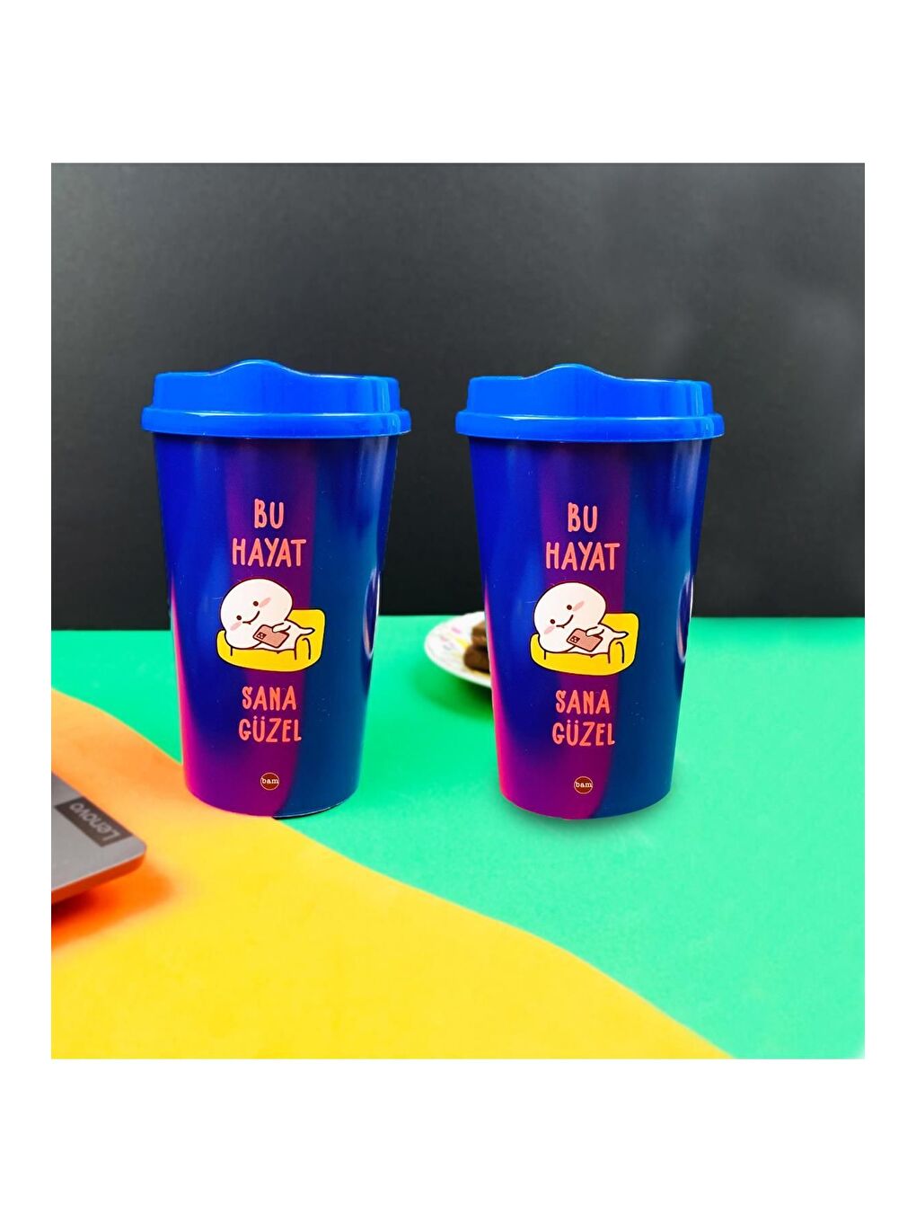 Karışık 2 Li Motto Tasarımlı Plastik Kahve Bardağı