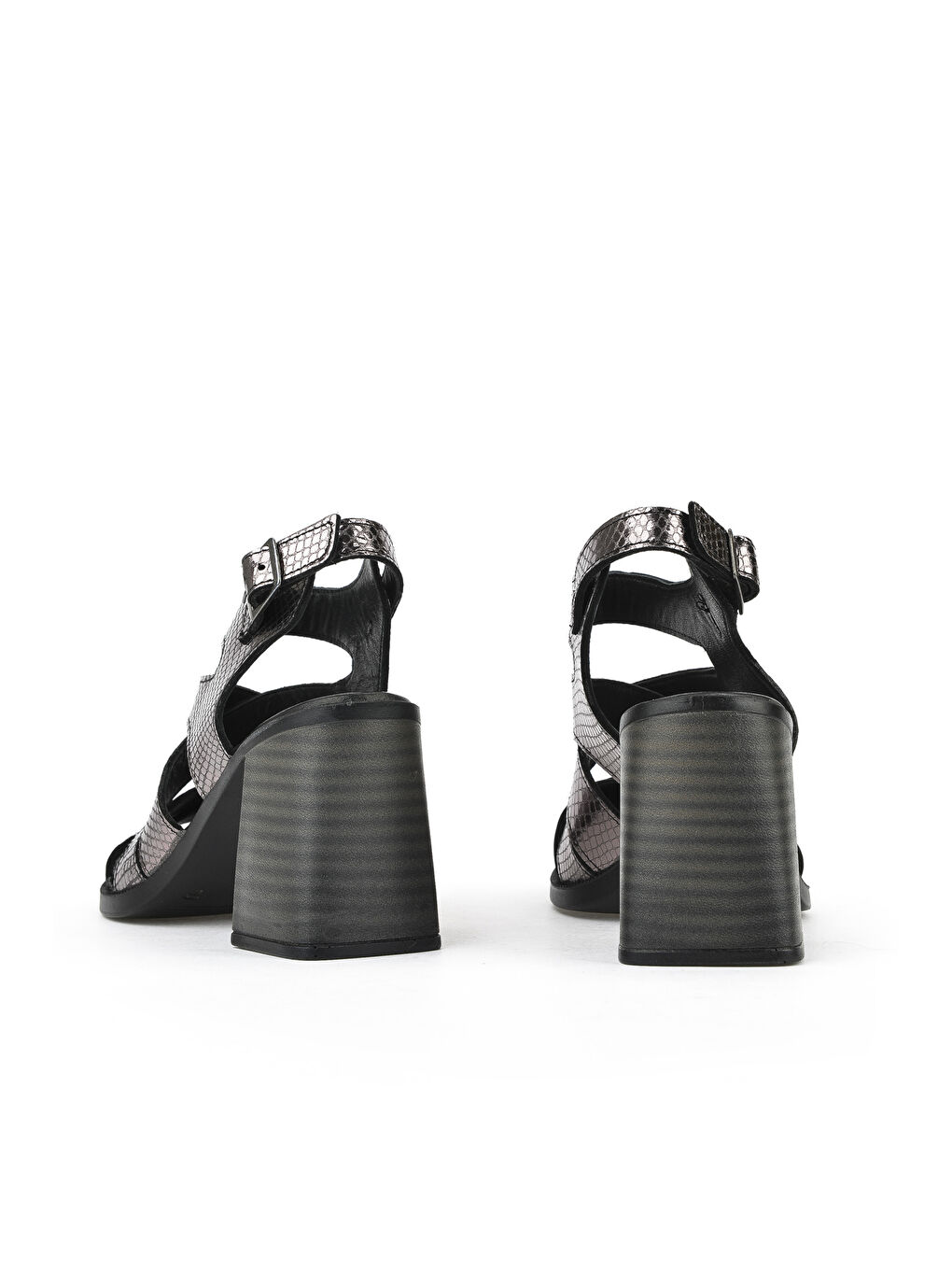 Gri Kadın Hakiki Deri Topuklu Sandalet 151992Z54013 Platin-2