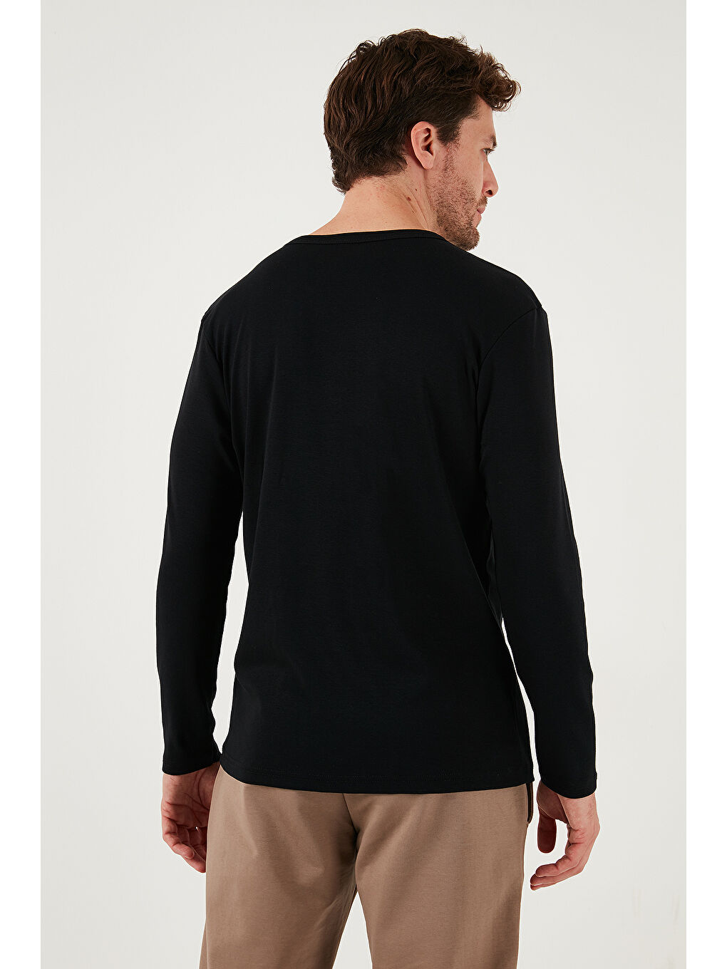 Siyah Pamuklu Slim Fit Bisiklet Yaka Basic Sweat 59050741-4