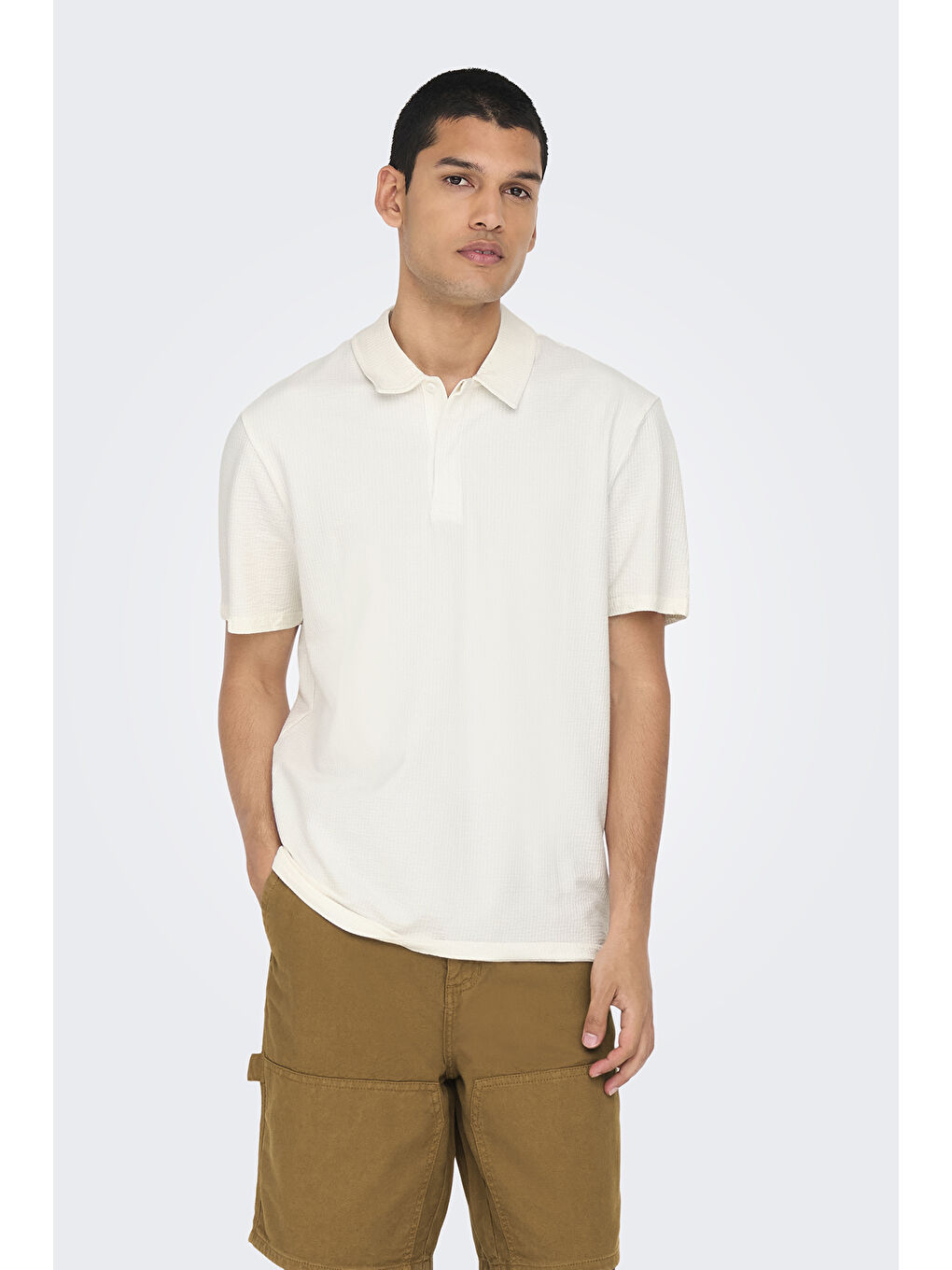 Ekru Onskian Pamuklu Regular Fit Düğmeli Polo Yaka Tişört 22028694