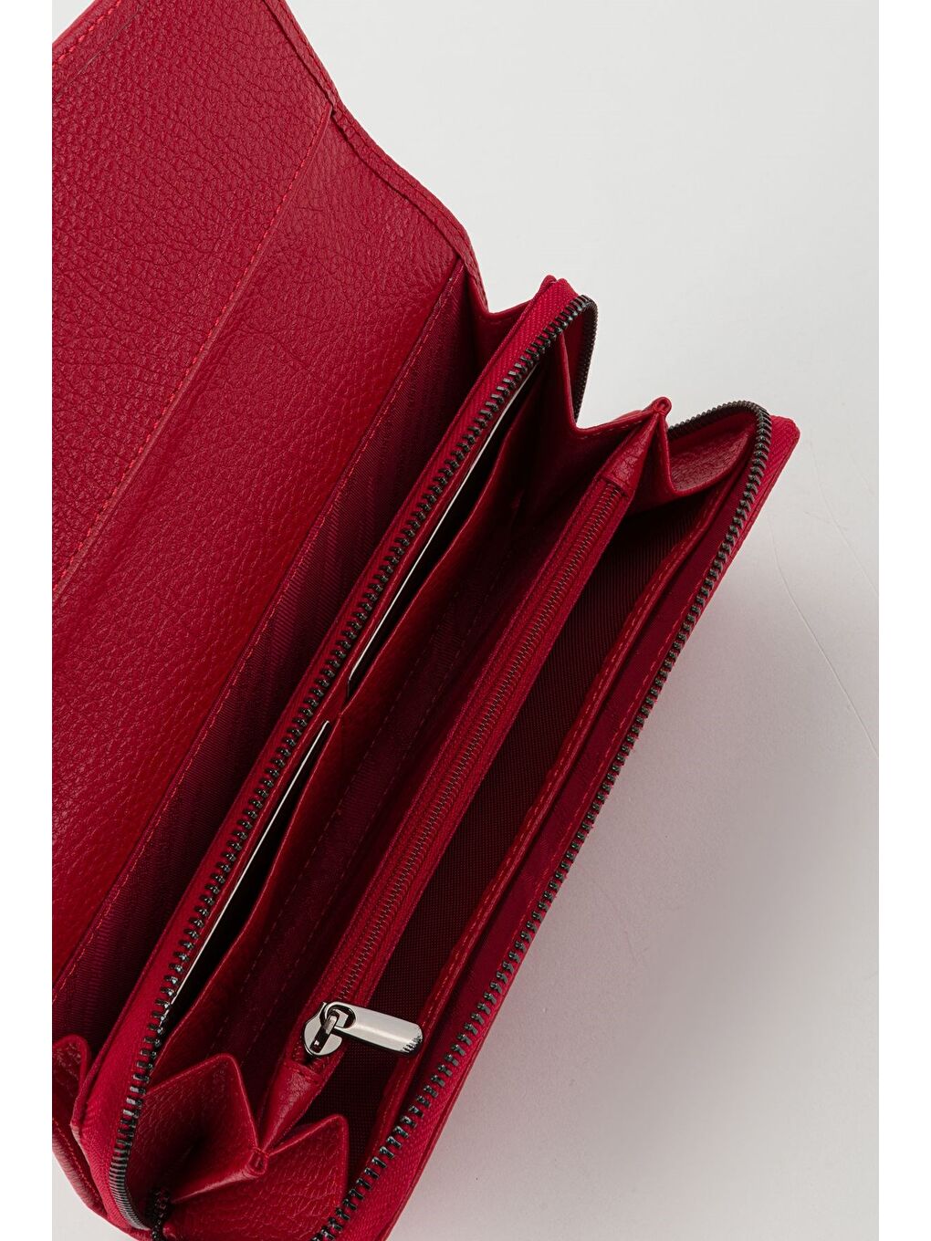 Kırmızı Kutulu Hakiki Deri Mürdüm Büyük Boy Kadın El Portföyü Kartlık Cüzdan-1