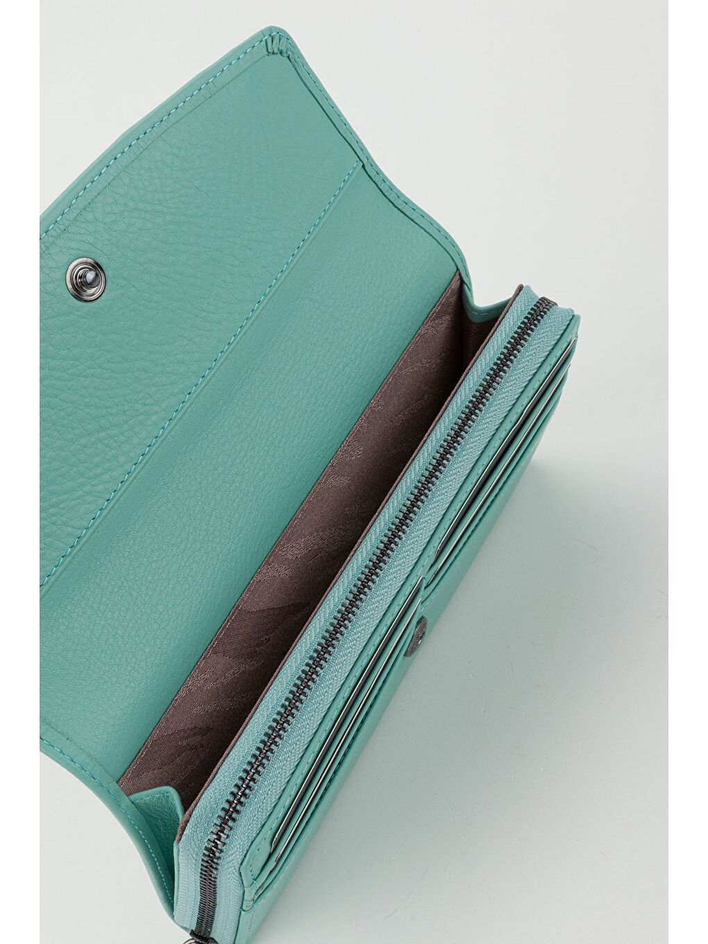 Turkuaz Kutulu Hakiki Deri Mürdüm Büyük Boy Kadın El Portföyü Kartlık Cüzdan-3