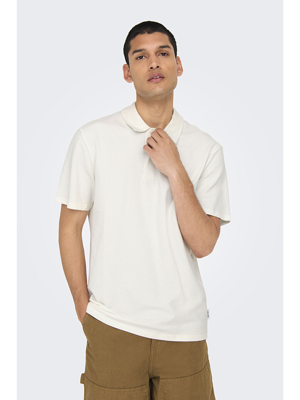 Ekru Onskian Pamuklu Regular Fit Düğmeli Polo Yaka Tişört 22028694-2