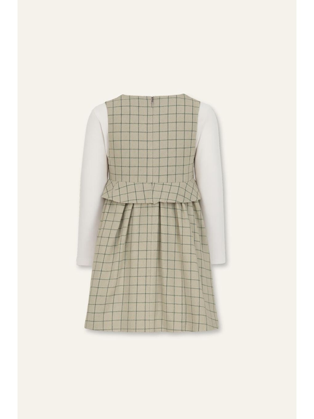 Kız Çocuk Fırfırlı Dokuma Elbise Ve Bluz Takım - Yeşil-1