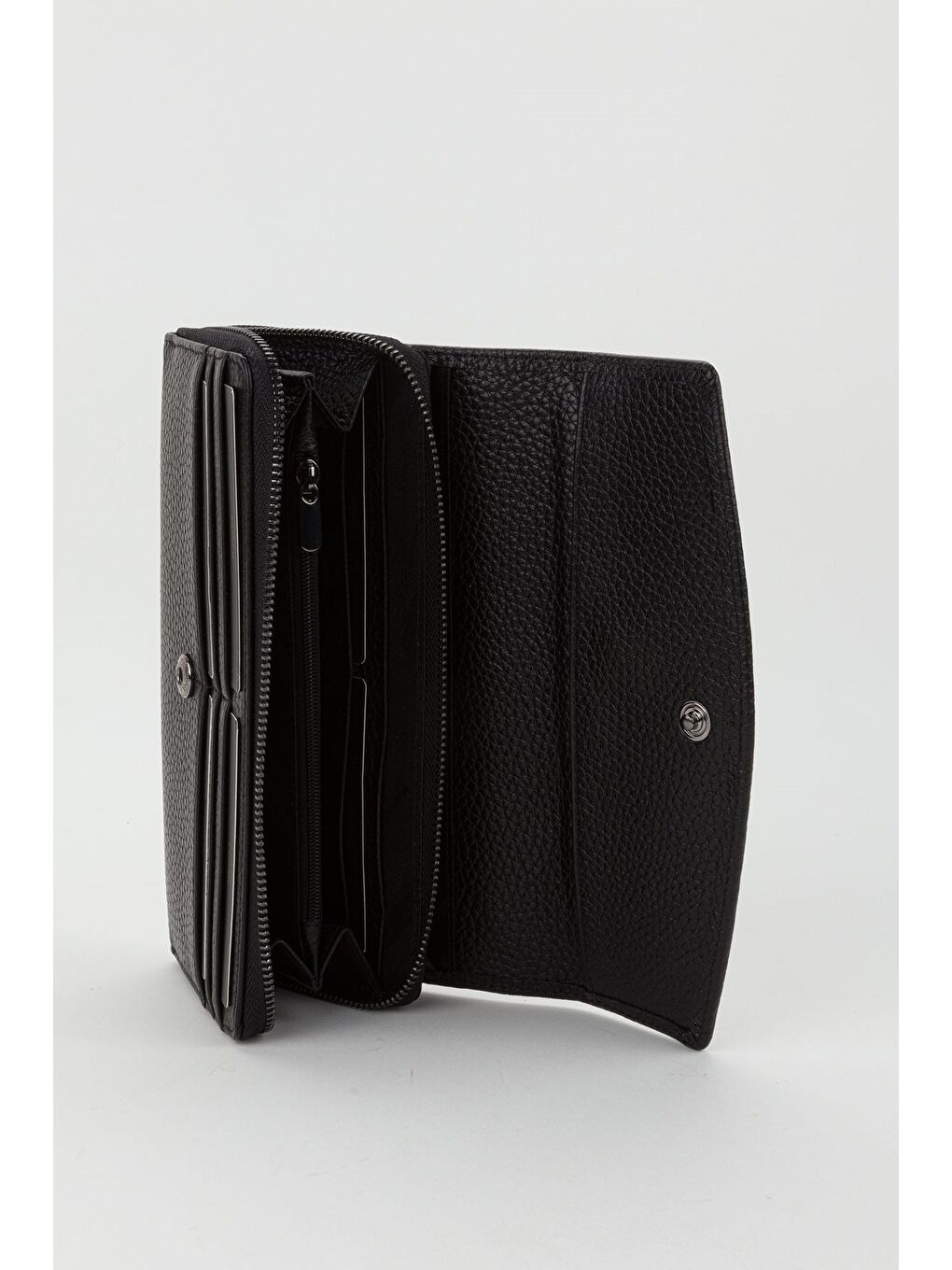 Siyah Kutulu Hakiki Deri Mürdüm Büyük Boy Kadın El Portföyü Kartlık Cüzdan-1