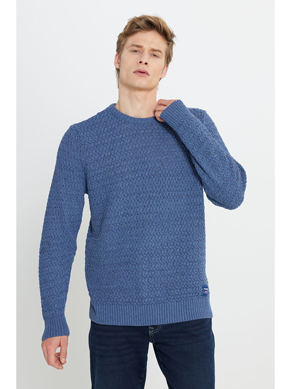 Regular Fit Normal Kesim Bisiklet Yaka Lacivert Triko