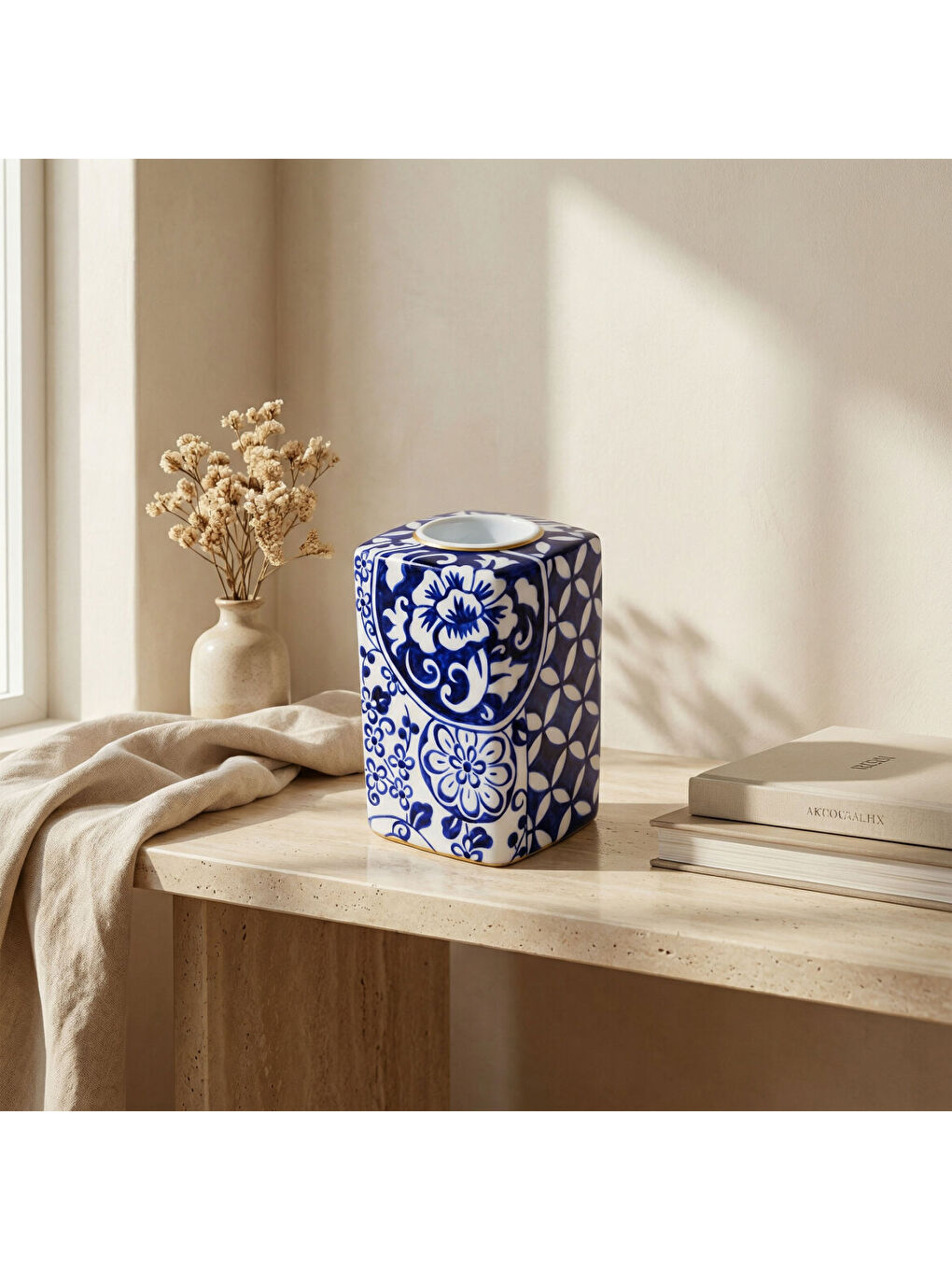 Ekru Hong Kong Kutulu El Dekoru Dekoratif Porselen Hediyelik Mumluk 12 Cm-4