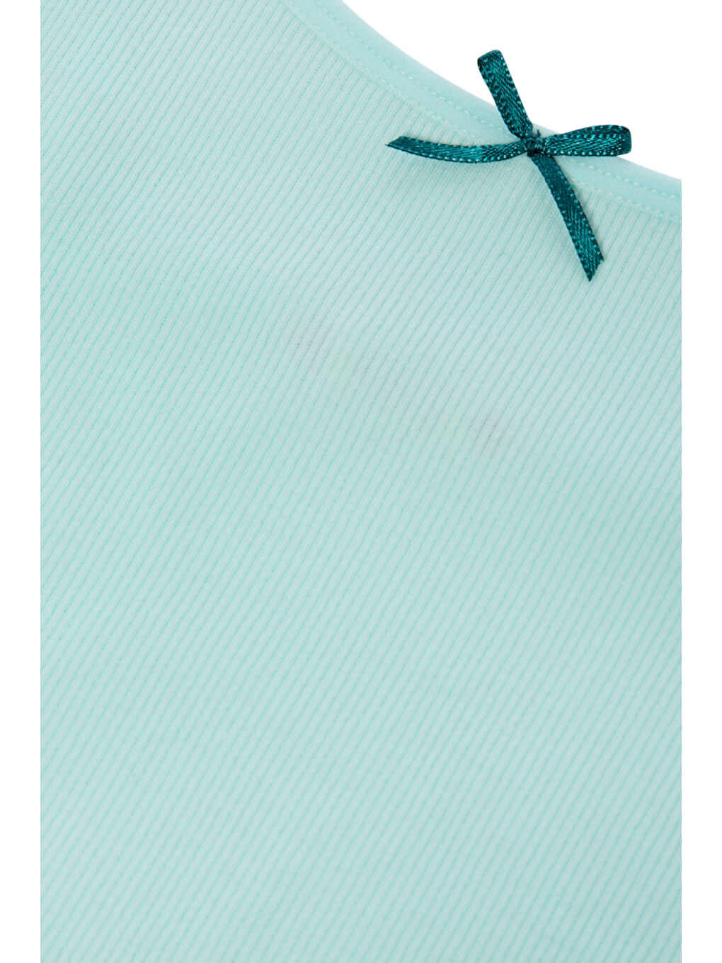 Yeşil Kız Çocuk Pamuklu Fiyonklu Askılı Şortlu Pijama Takımı-5