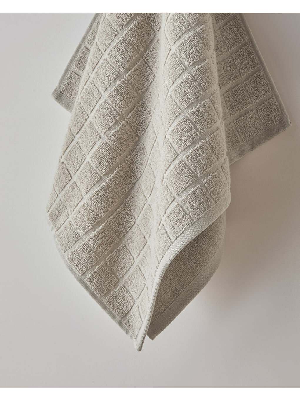 Chequer Pamuk Yüz Havlusu 50x80 cm Bej-1