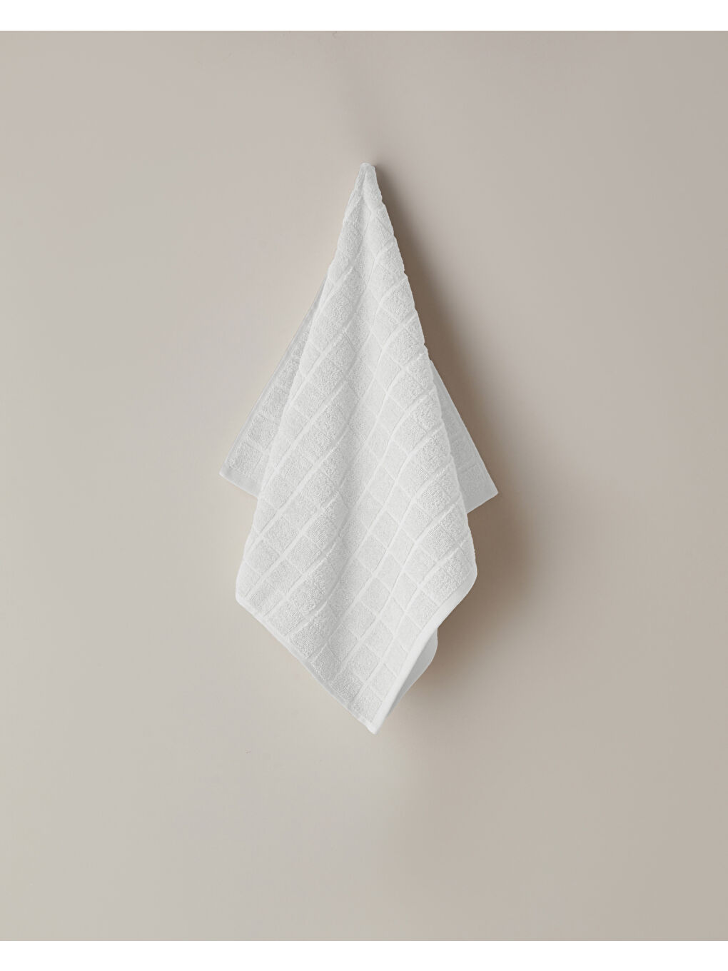 Chequer Pamuk Yüz Havlusu 50x80 cm Beyaz