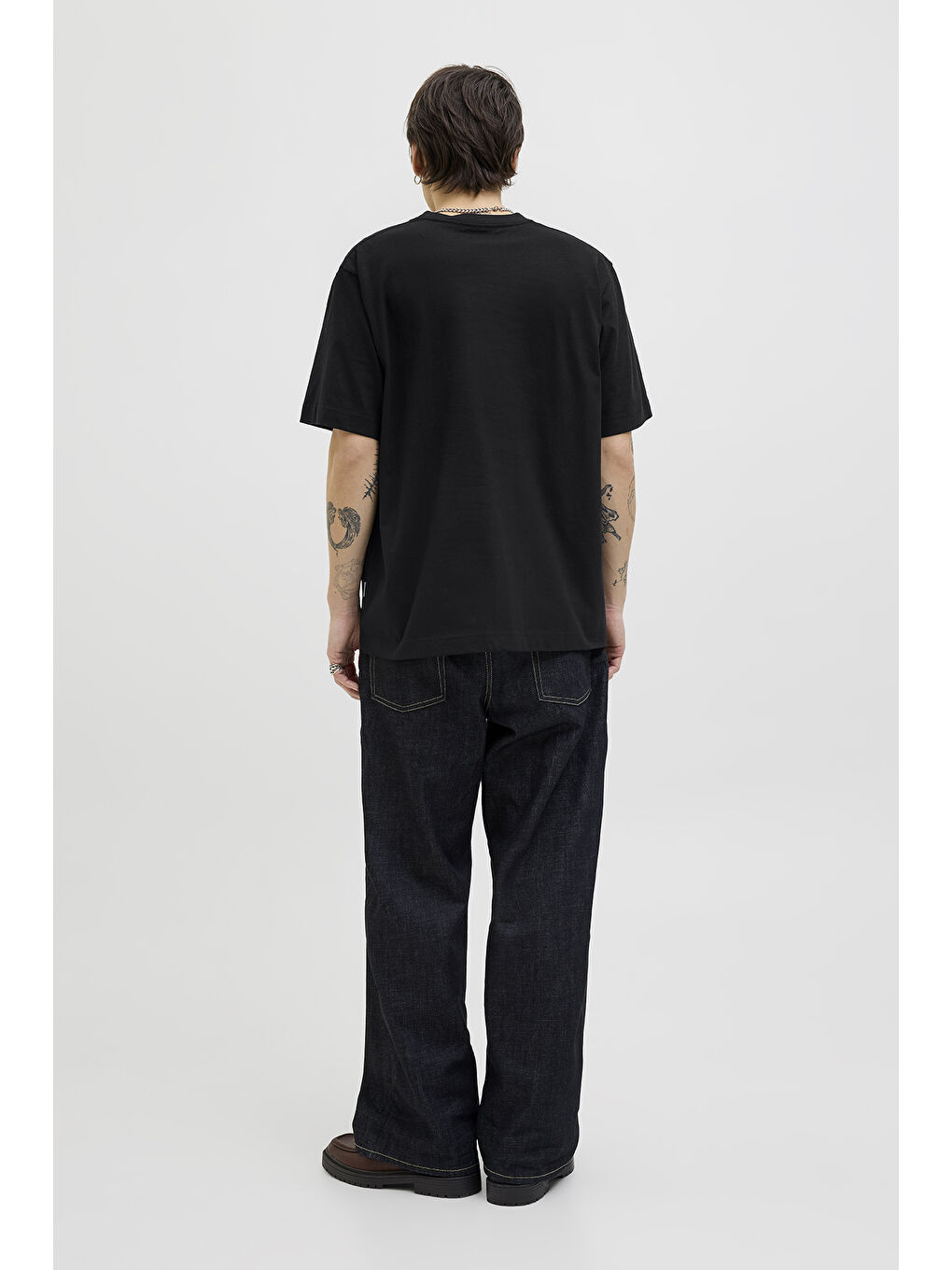 Siyah Originals Jorislington Pamuklu Oversize Fit Bisiklet Yaka %100 Pamuk Tişört 12273157-3