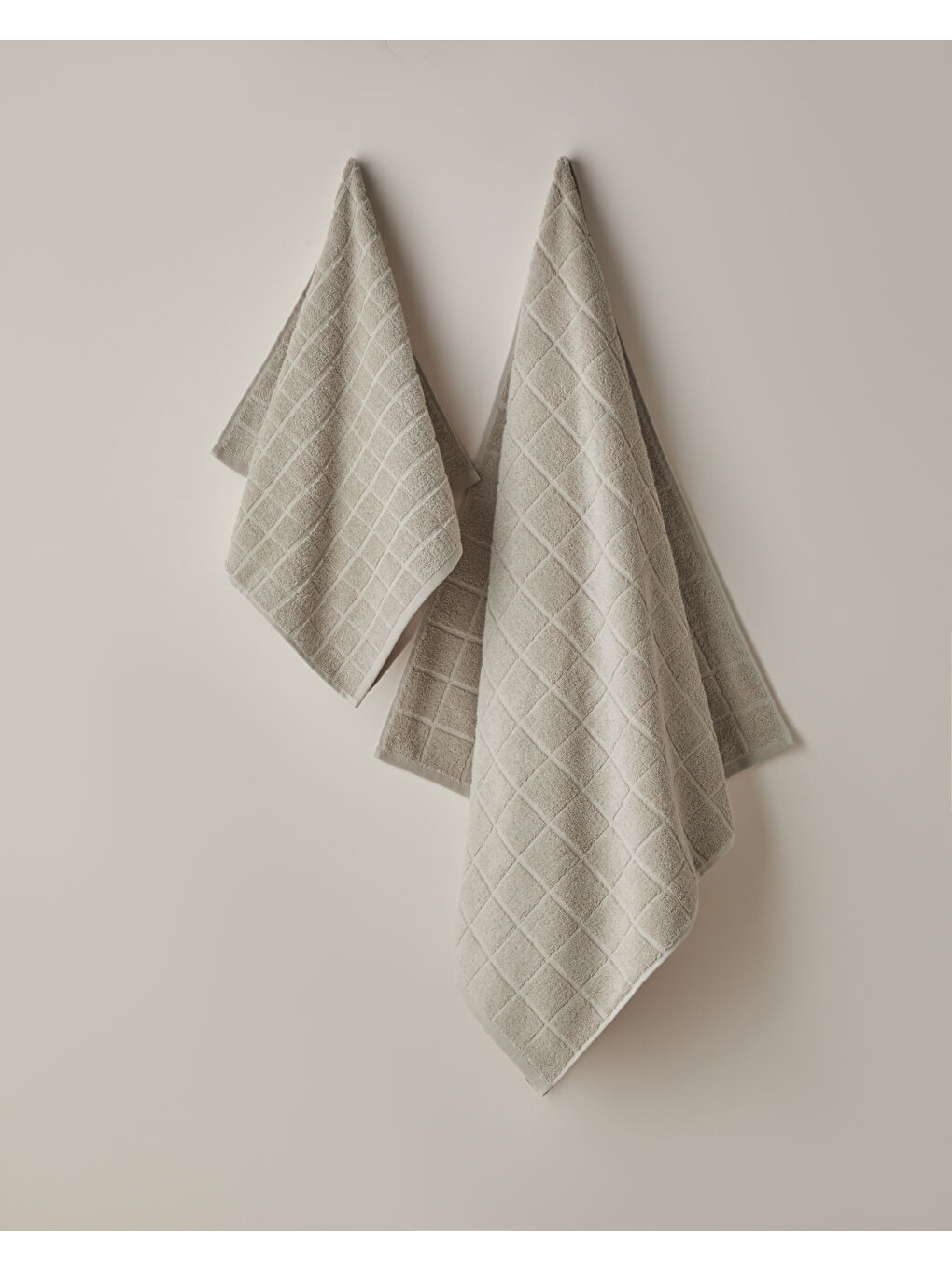 Chequer Pamuk Yüz Havlusu 50x80 cm Bej-2
