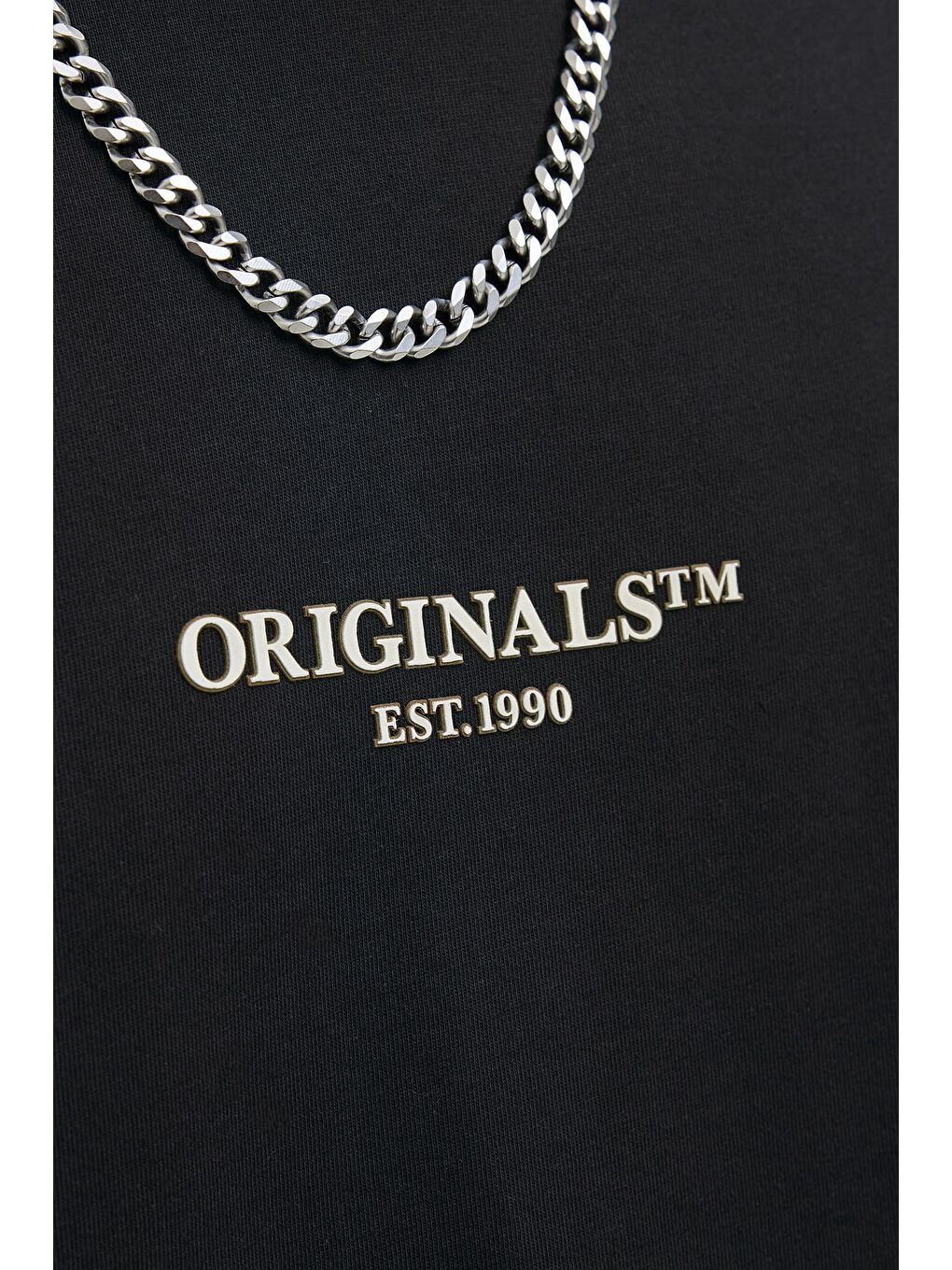 Siyah Originals Jorislington Pamuklu Oversize Fit Bisiklet Yaka %100 Pamuk Tişört 12273157-4