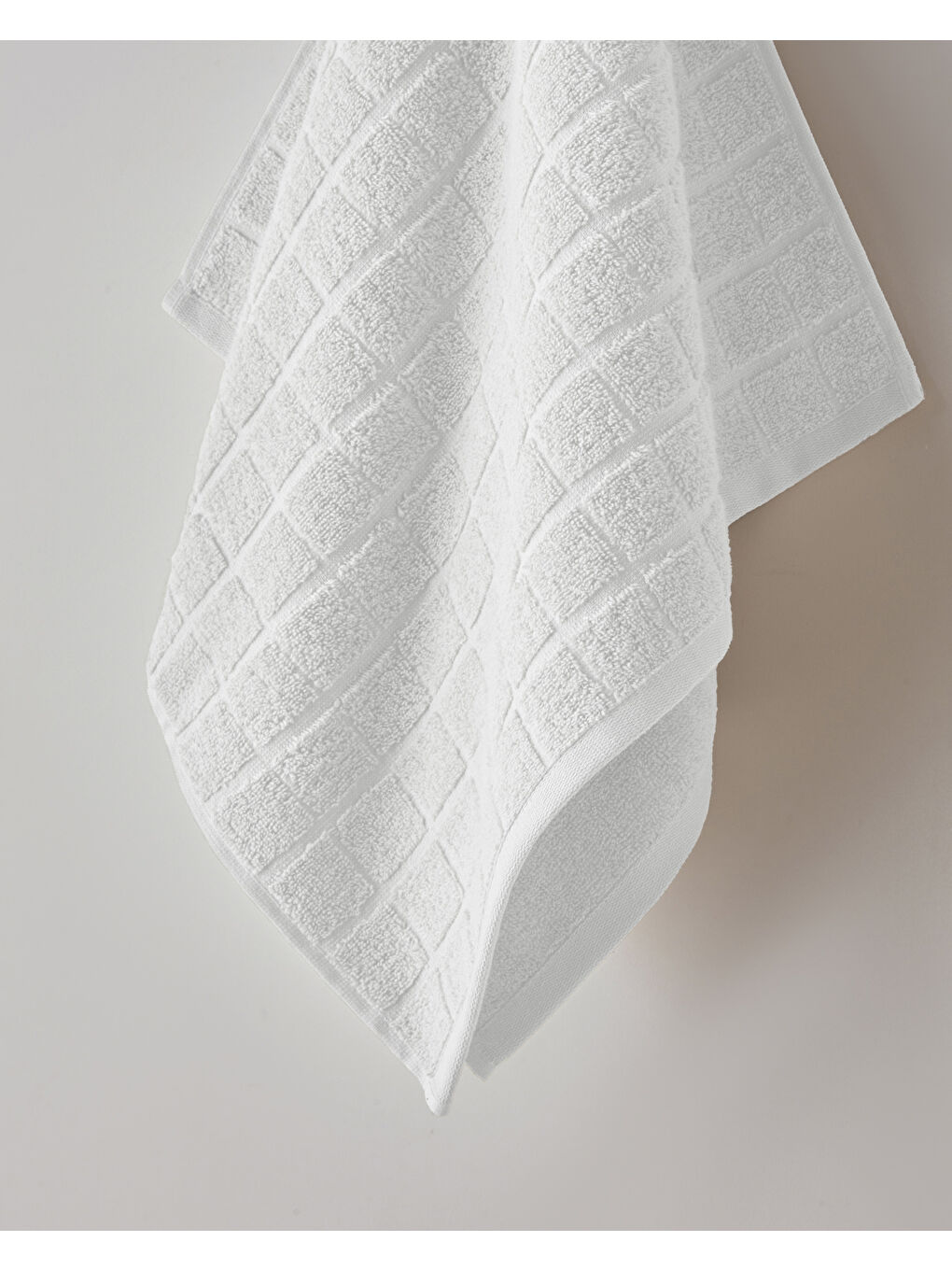 Chequer Pamuk Yüz Havlusu 50x80 cm Beyaz-1
