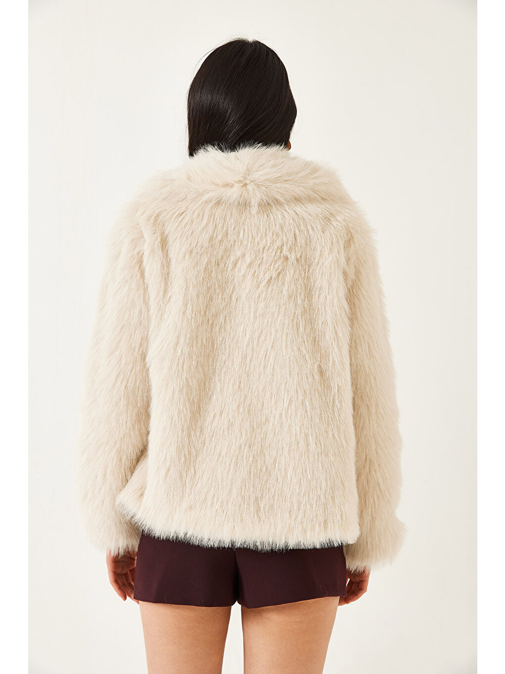 Bej Kadın Premium Suni Kürk Ceket-7