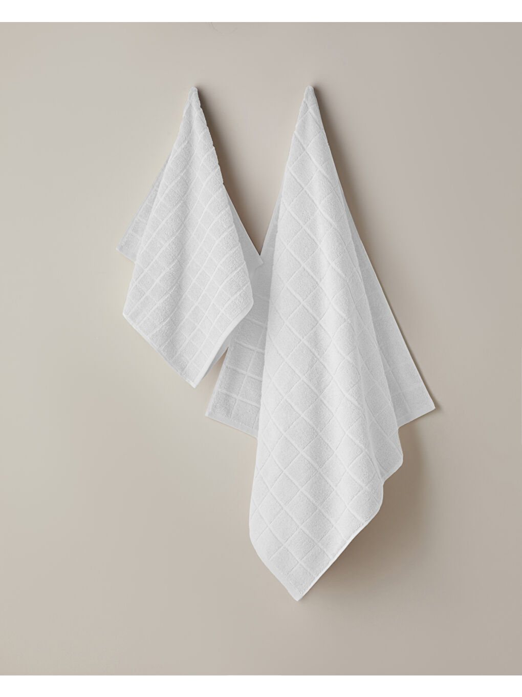 Chequer Pamuk Yüz Havlusu 50x80 cm Beyaz-2