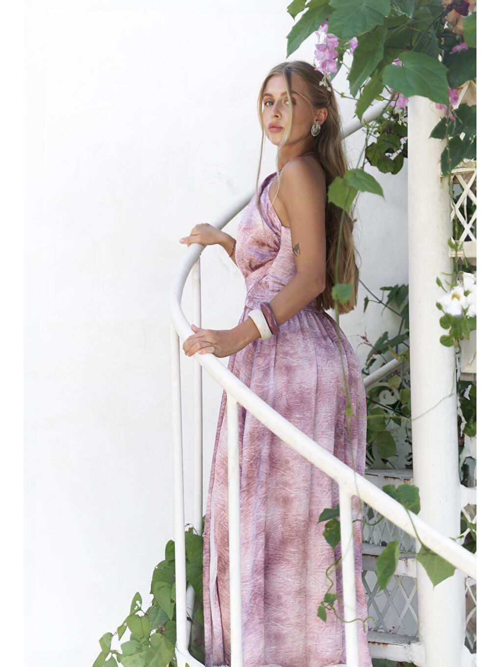 Ruadhan Boncuk Detaylı Bordo Uzun Elbise-4