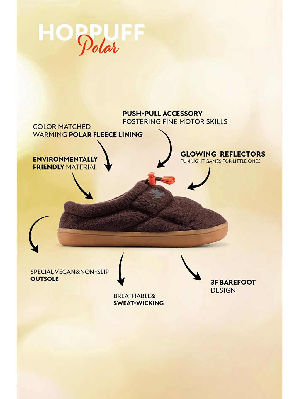 Hopfrög Kahverengi Hoppuff Polar Kahve Barefoot Çocuk Ayakkabı - 1