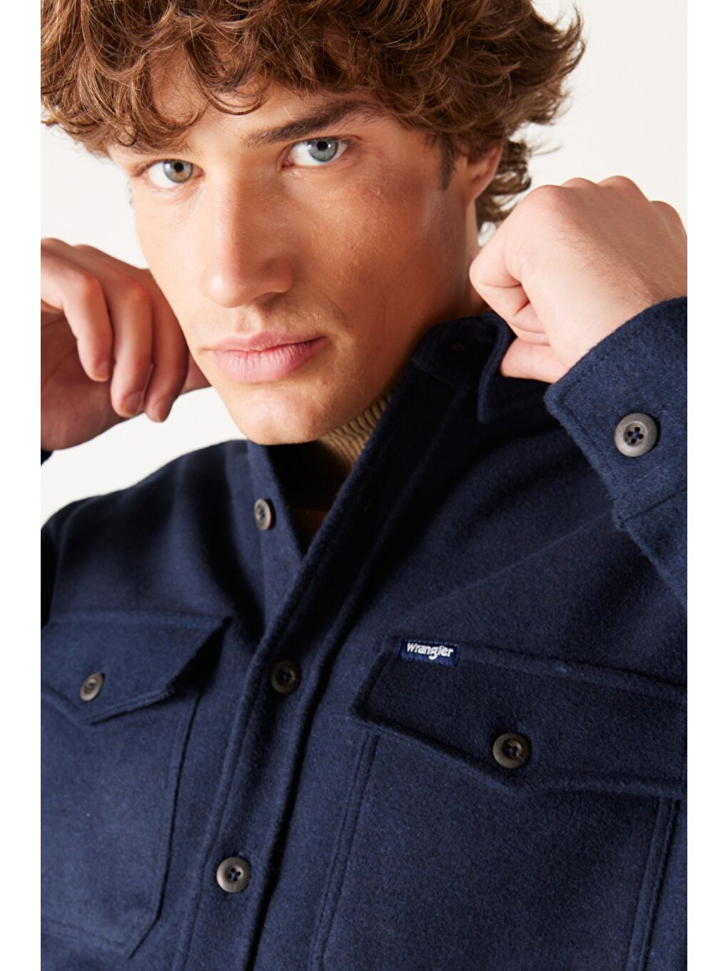 Loose Fit Geniş Kesim Lacivert Uzun Kollu Gömlek-3