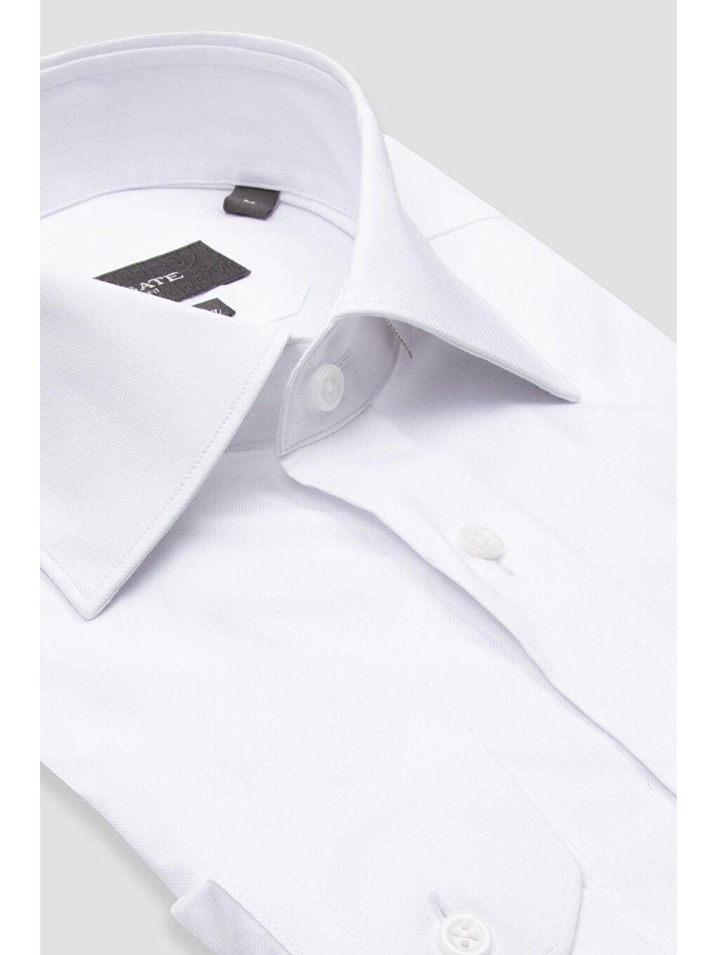 Sartoria Poplin Stretch Pamuk Karışımlı Slim Fit Beyaz İtalyan Yaka Erkek Düz Gömlek-1