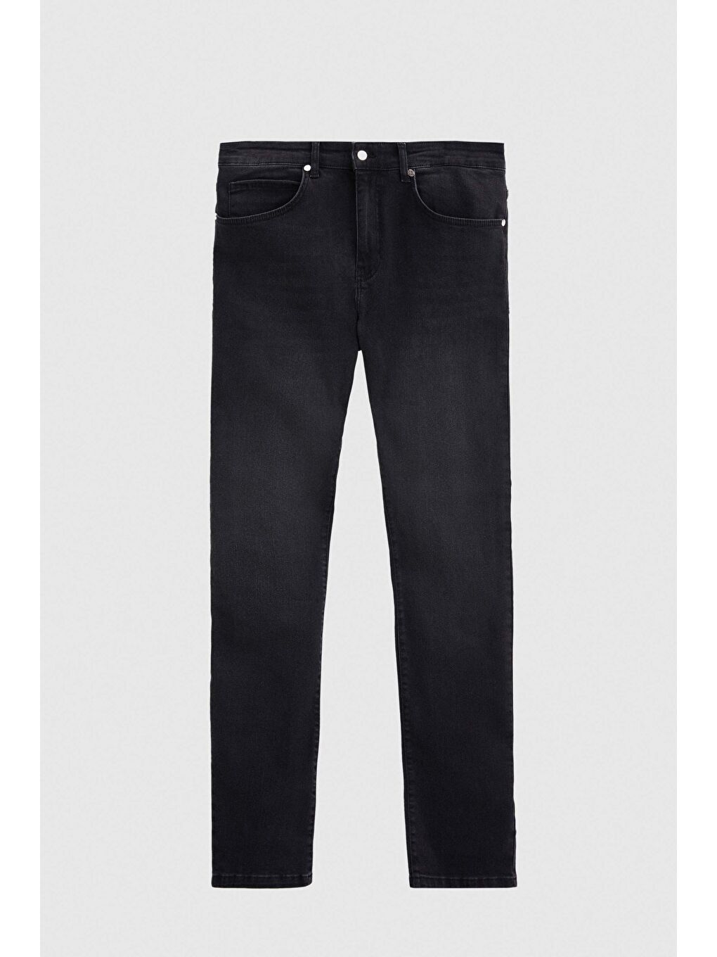 Slim Fit Antrasit Düz Jean Beş Cepli Elastanlı Yıkamalı Denim Pantolon-3
