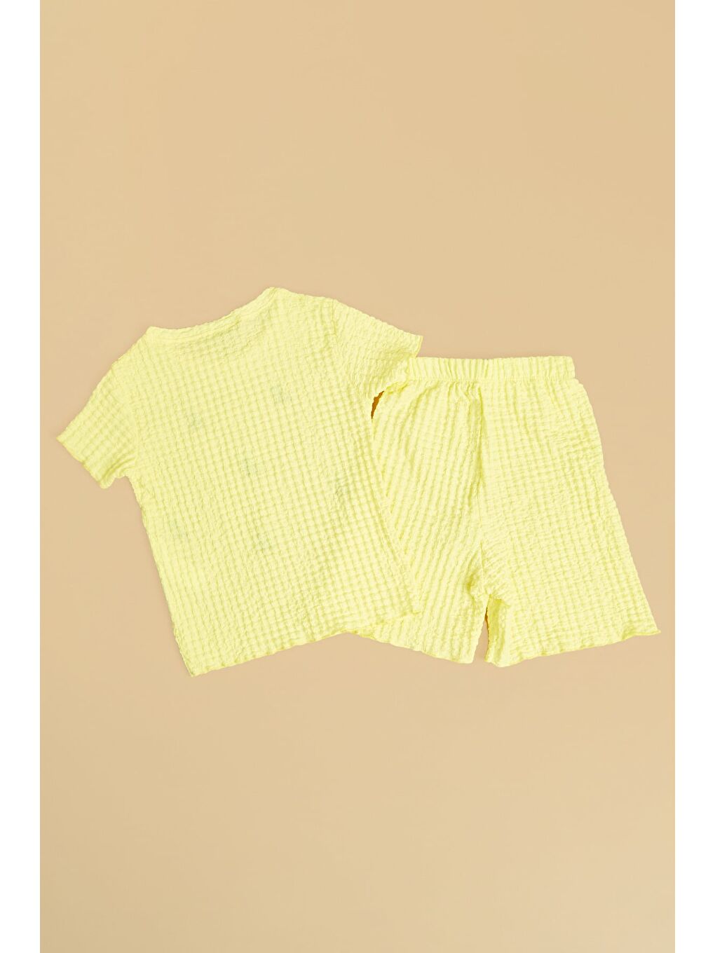 Sarı Kiraz Nakışlı Dokulu Şortlu Kız Çocuk 2 Li Takım-1