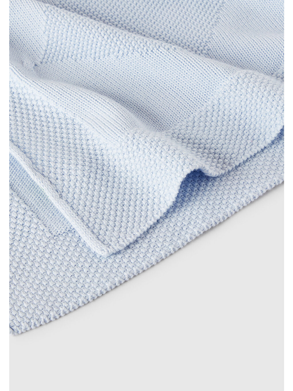 Bebek Toz Mavi Baklava Desenli ve Tavşan Örgü Detaylı Battaniye-2