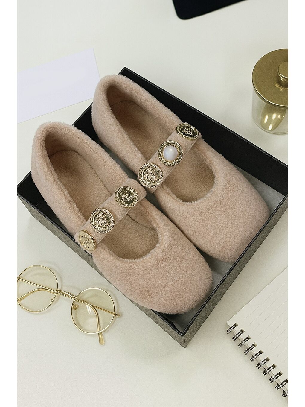 Kahverengi ZERA HOME Kadın Ev Babeti Kışlık İçi Yünlü Ev Ayakkabısı Panduf